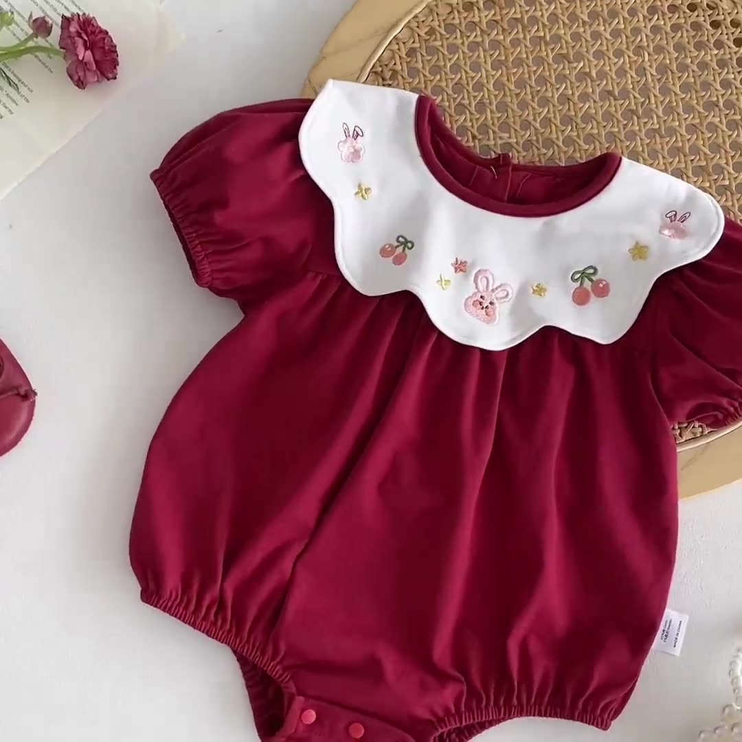 Cotton Summer Baby Girl Wrap Jumpsuit