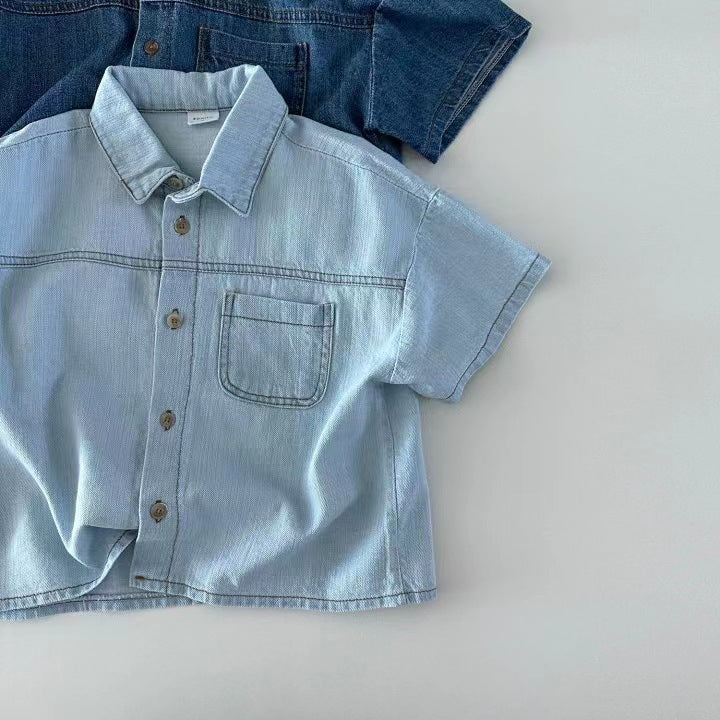 Short Sleeve Denim Pocket Shirt & Shorts Set β Two-Piece Summer Outfit