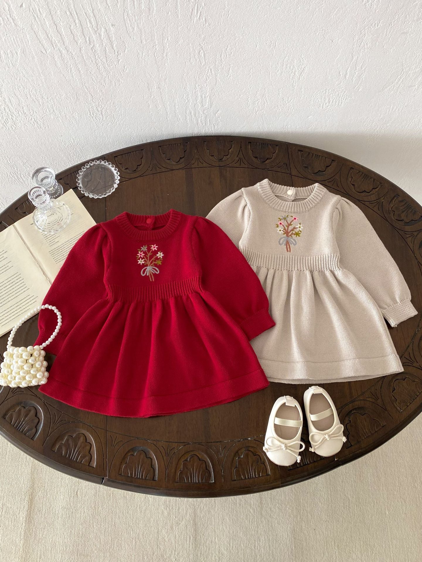 Round Neck Knitted Sweater Skirt Dress