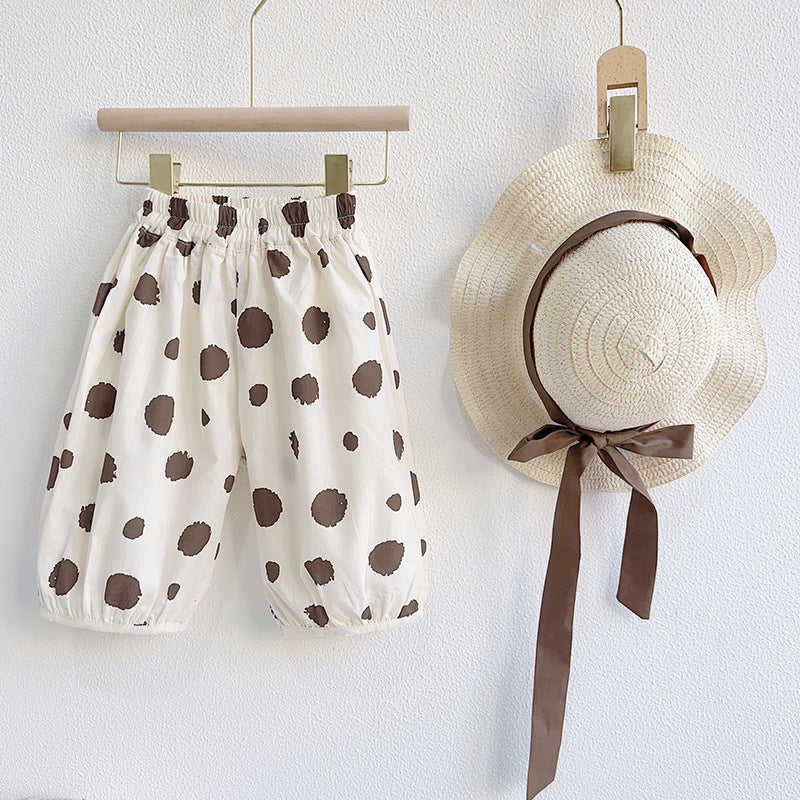 Girls Sleeveless Doll Shirt + Wide-Legged Pants + Hat 3-Piece Fashion Suit Set β Chic & Comfortable