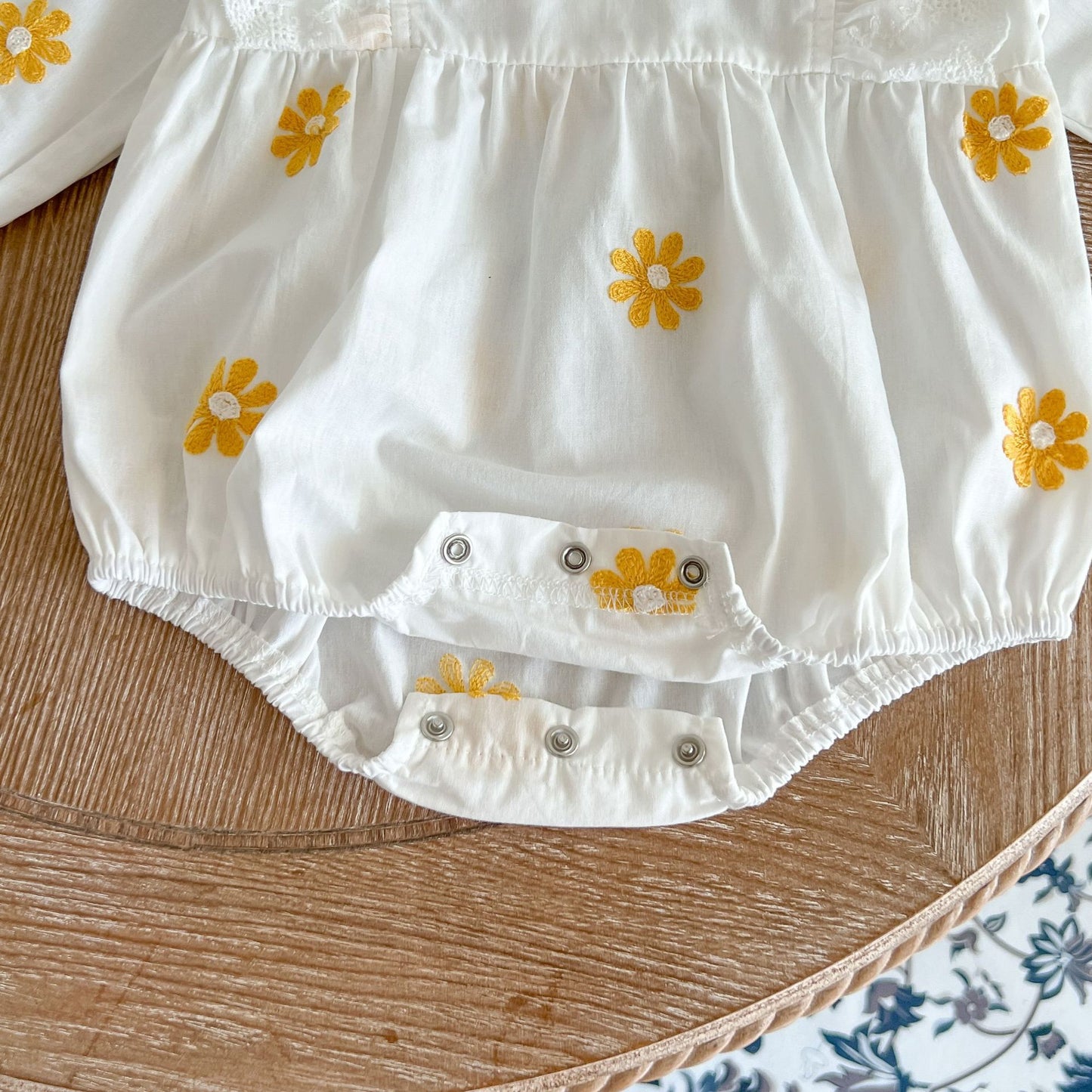 Daisies Long Sleeve Floral 100% Cotton Summer Romper