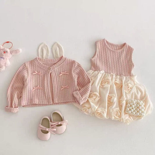Iris Love Girls Cardigan Romper Dress, exquisite flair dress with cotton liner. great for mild winters and spring