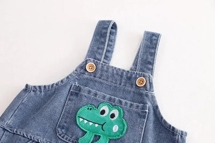 Cozy Denim Boys and Girls Jumpsuit with Hoodie, cotton t-shirt, and denim dungaree