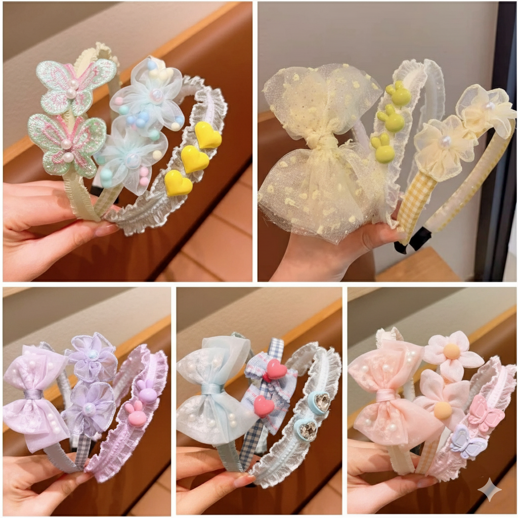 Sheer Fabric & Mesh Kids' Hairband Bundle