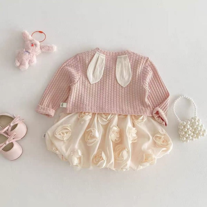 Iris Love Girls Cardigan Romper Dress, exquisite flair dress with cotton liner. great for mild winters and spring