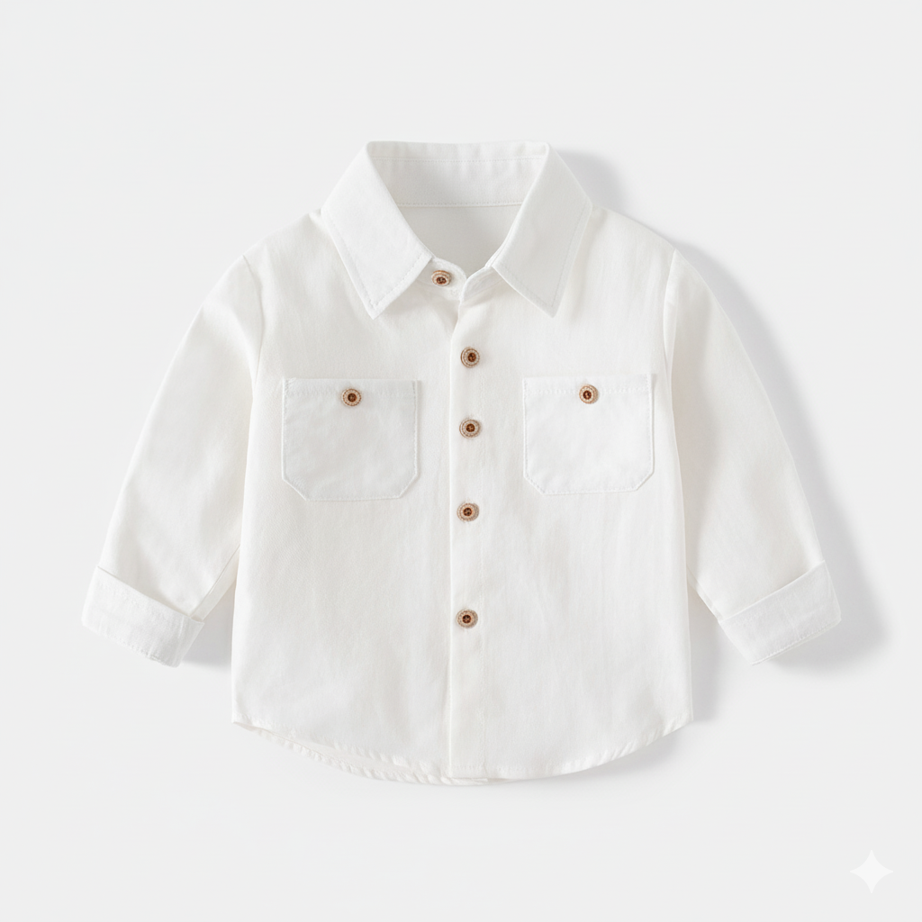 Long Sleeve Cotton Shirt with Lapel Collar – Boys’ Smart Casual Top