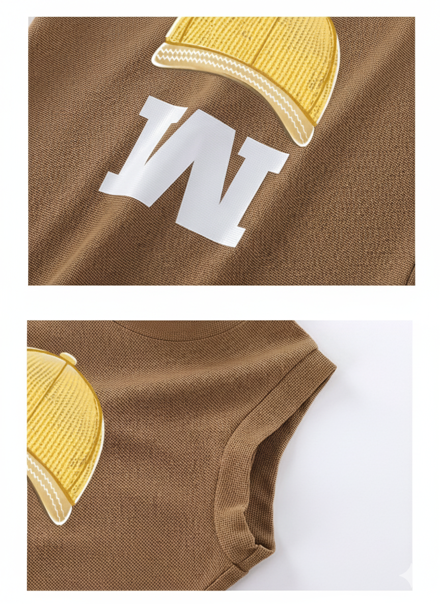 Boys’ Sleeveless Vest Set – 2-Piece Cartoon Shirt and Shorts Outfit