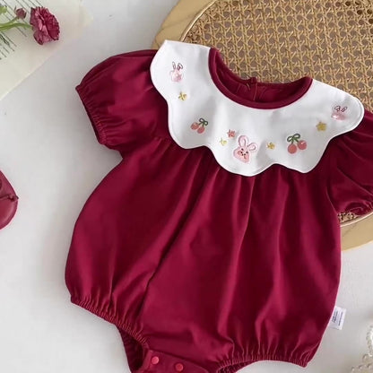 Cotton Summer Baby Girl Wrap Jumpsuit