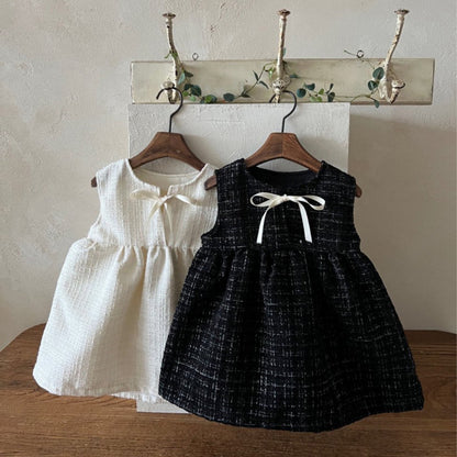 South Korea-Inspired Girls’ Classic Bow Sleeveless Dress