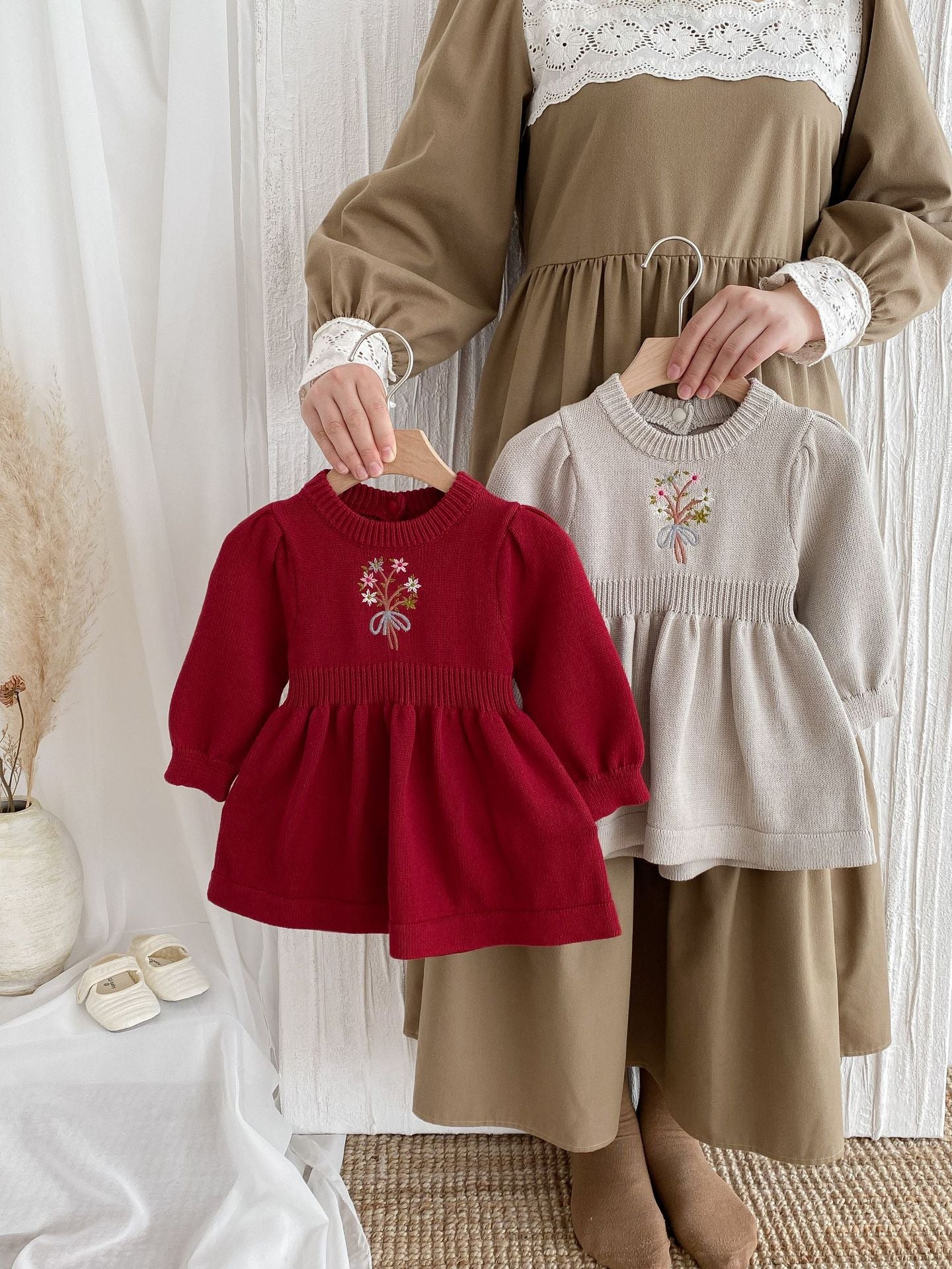 Round Neck Knitted Sweater Skirt Dress