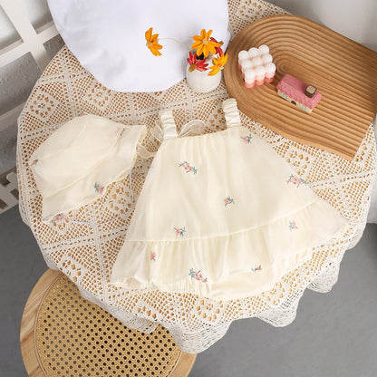 Baby summer romper and bloomer with attached skirt