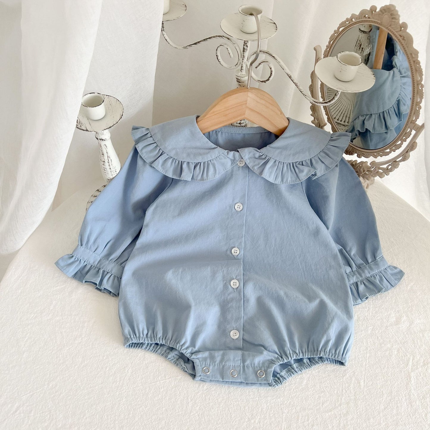 Long Sleeve Lace Doll Collar Baby Romper