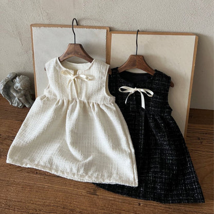 South Korea-Inspired Girls’ Classic Bow Sleeveless Dress