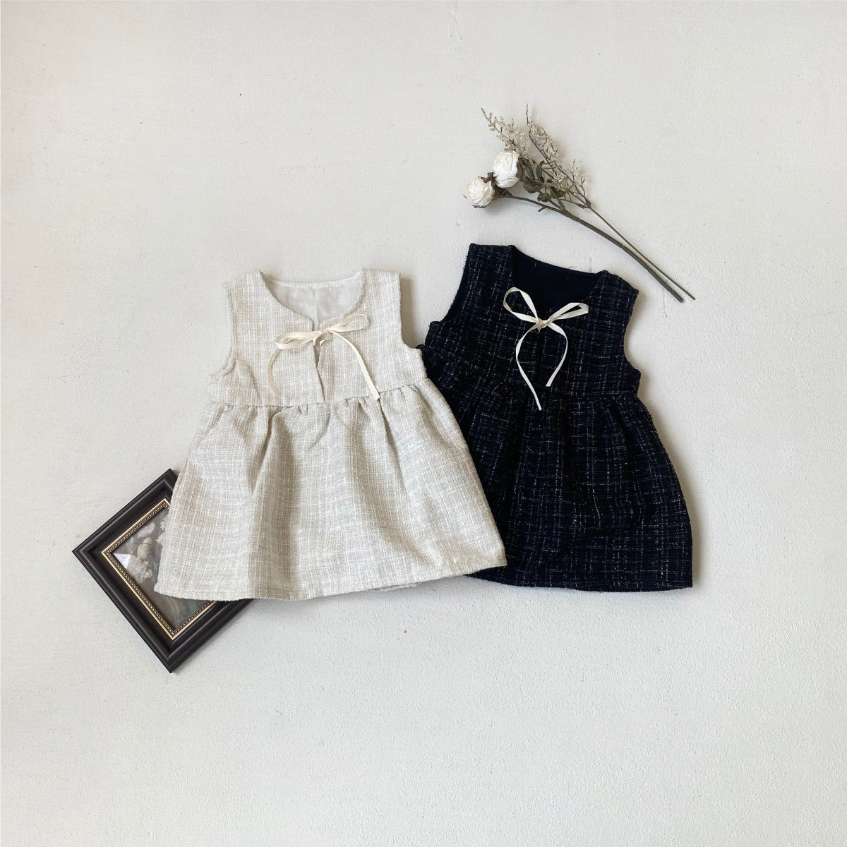 South Korea-Inspired Girls’ Classic Bow Sleeveless Dress