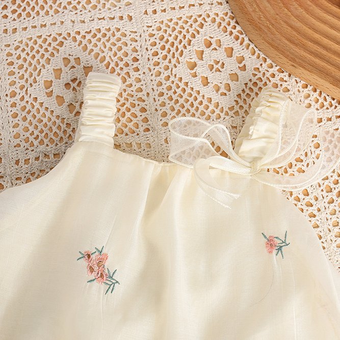 Baby summer romper and bloomer with attached skirt