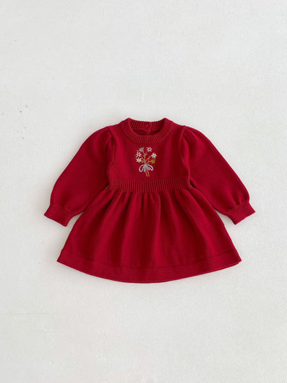 Round Neck Knitted Sweater Skirt Dress