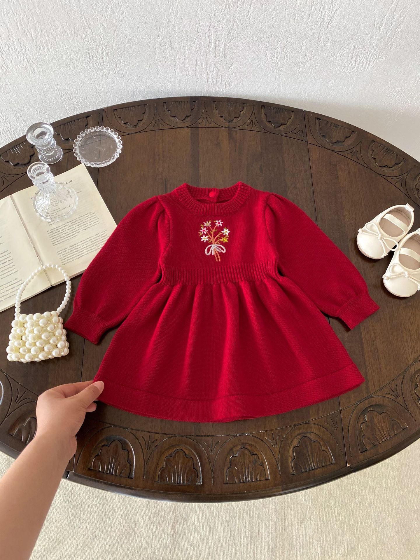 Round Neck Knitted Sweater Skirt Dress