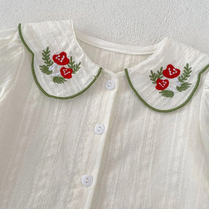 Daisy Dream Baby Girls Two Piece Suspender Set, cotton, full sleeves, very elegant with a collar