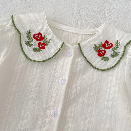 Daisy Dream Baby Girls Two Piece Suspender Set, cotton, full sleeves, very elegant with a collar