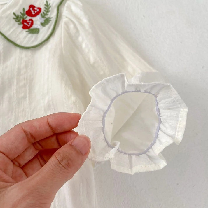 Daisy Dream Baby Girls Two Piece Suspender Set, cotton, full sleeves, very elegant with a collar