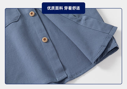 Long Sleeve Cotton Shirt with Lapel Collar – Boys’ Smart Casual Top