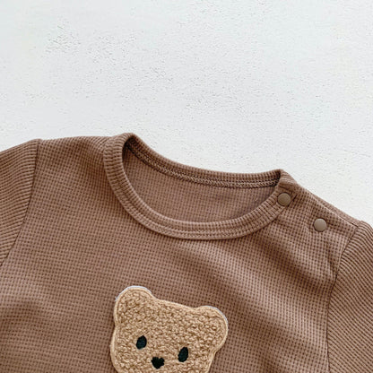 Baby Summer Romper Bear Waffle One-Piece Jumpsuit — Light, Cozy & Adorably Playful
