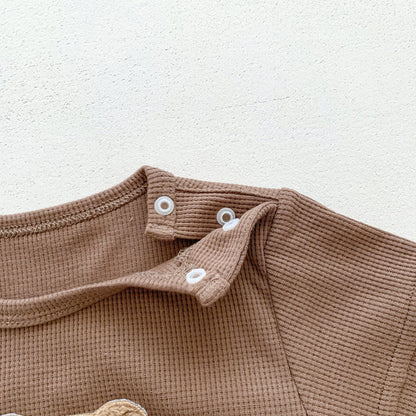 Baby Summer Romper Bear Waffle One-Piece Jumpsuit — Light, Cozy & Adorably Playful