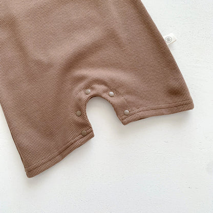 Baby Summer Romper Bear Waffle One-Piece Jumpsuit — Light, Cozy & Adorably Playful