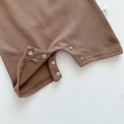 Baby Summer Romper Bear Waffle One-Piece Jumpsuit — Light, Cozy & Adorably Playful