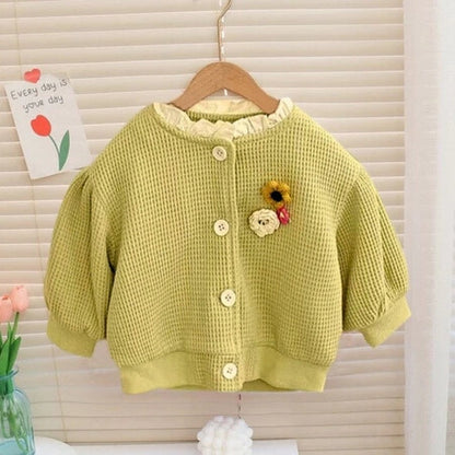 Fancy Balloon Sleeved Floral Girls Top, cotton, and great for spring weather