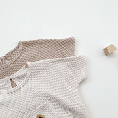 Waffle Infant One-Piece Boys Bear Bodysuit Short Sleeve Romper — Soft, Snuggly & Playful