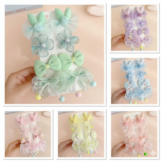 Cute Bow & Flower Hair Clips Set – Colorful Hair Accessories for Girls