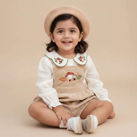 Baby Girl Two Piece Cotton Suspender Set