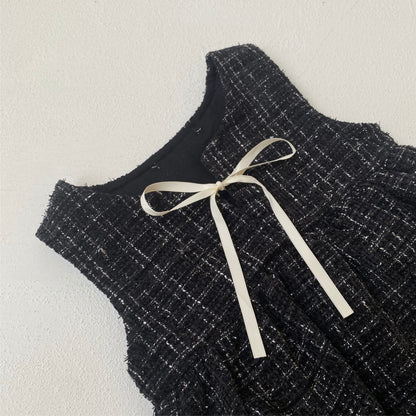 South Korea-Inspired Girls’ Classic Bow Sleeveless Dress