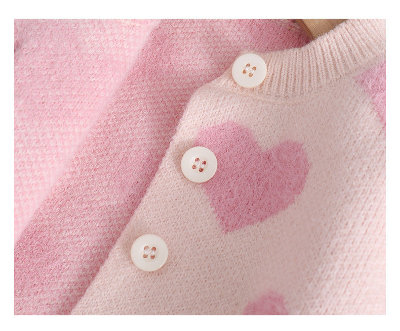 Baby sweater Pearl wool kids Valentine's Day overcoat