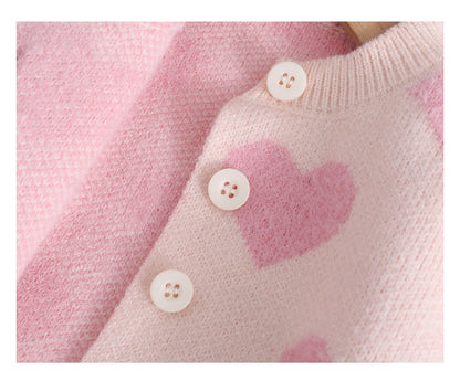 Baby Set Printed Love Knitted Long Sleeve Cardigan Sweater