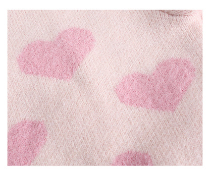 Baby Set Printed Love Knitted Long Sleeve Cardigan Sweater