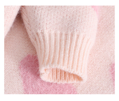 Baby Set Printed Love Knitted Long Sleeve Cardigan Sweater