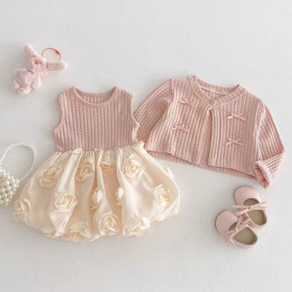 Iris Love Girls Cardigan Romper Dress, exquisite flair dress with cotton liner. great for mild winters and spring