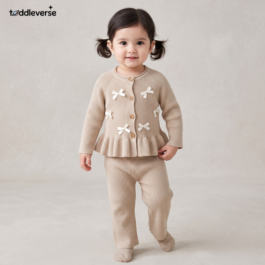 Girls' Fine-Knit Cardigan & Trouser Co-ord