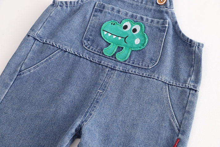 Cozy Denim Boys and Girls Jumpsuit with Hoodie, cotton t-shirt, and denim dungaree