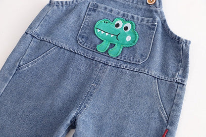 Cozy Denim Boys and Girls Jumpsuit with Hoodie, cotton t-shirt, and denim dungaree