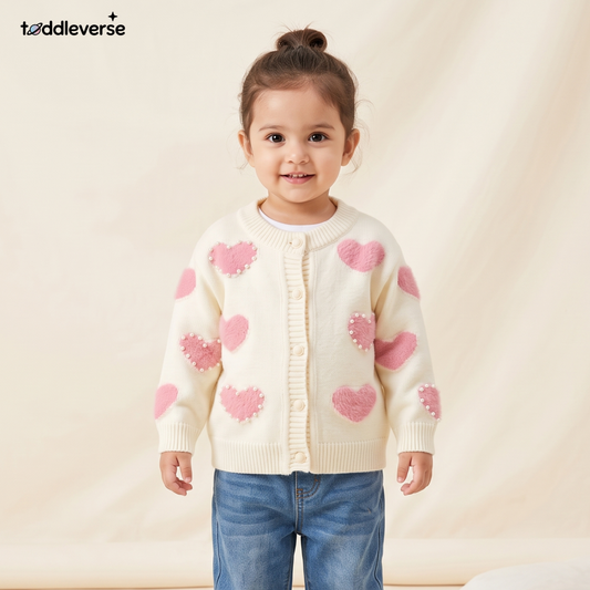 Baby Girls' Pearl Wool & Faux Fur Coat