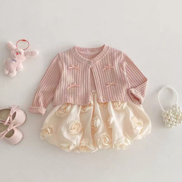 Iris Love Girls Cardigan Romper Dress, exquisite flair dress with cotton liner. great for mild winters and spring