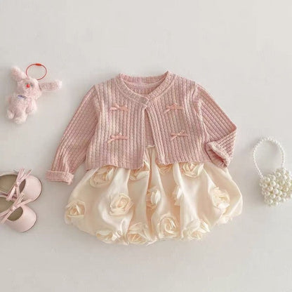 Iris Love Girls Cardigan Romper Dress, exquisite flair dress with cotton liner. great for mild winters and spring