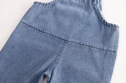 Cozy Denim Boys and Girls Jumpsuit with Hoodie, cotton t-shirt, and denim dungaree