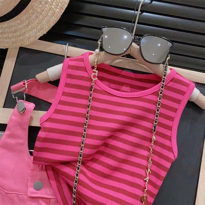 Classy Jumpsuit Style Girls Two-Piece Set, short set, and sleeveless