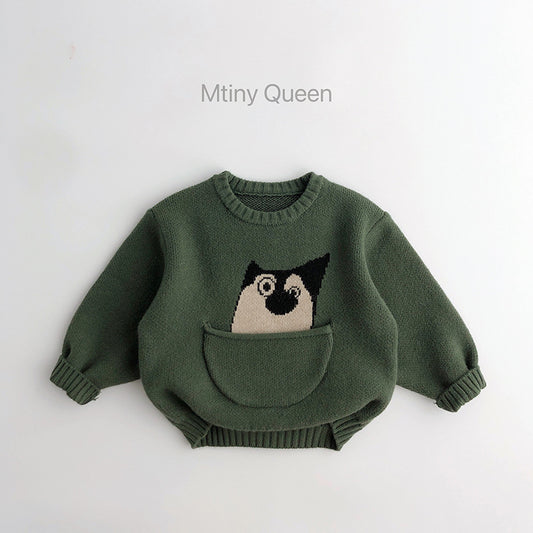 Boys’ Cartoon Knit Sweater – Warm Winter Pullover
