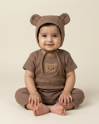 Baby Summer Romper Bear Waffle One-Piece Jumpsuit