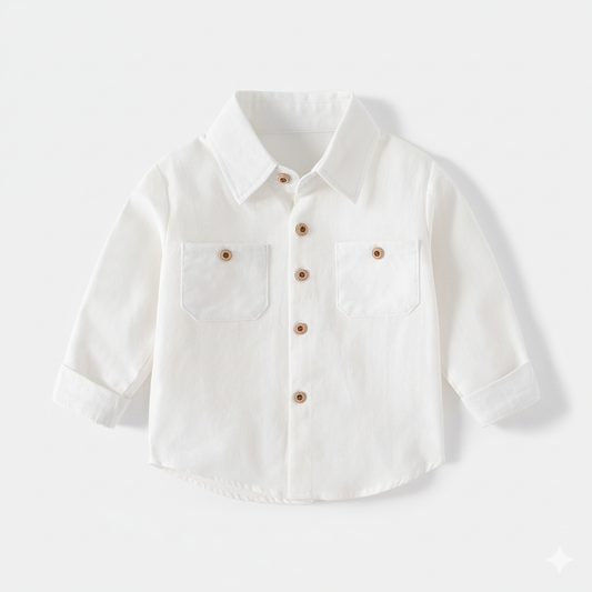 Long Sleeve Cotton Shirt with Lapel Collar – Boys’ Smart Casual Top